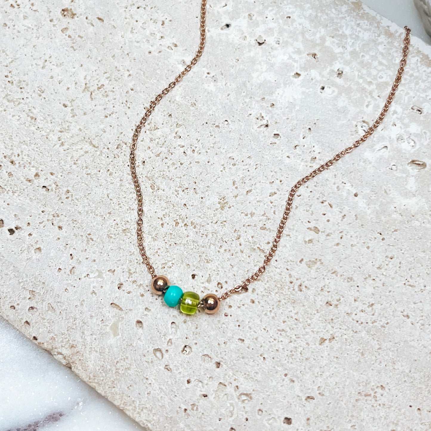 DAINTY FAMILY BIRTHSTONE BEADED NECKLACE - Avy + Tay