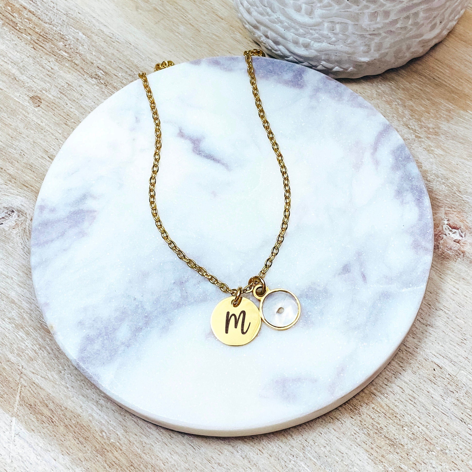 DAINTY INITIAL MUSTARD SEED NECKLACE - Avy + Tay