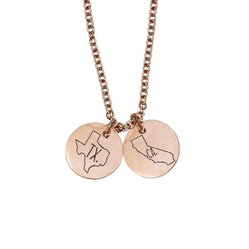 DAINTY LONG DISTANCE STATE NECKLACE - Avy + Tay