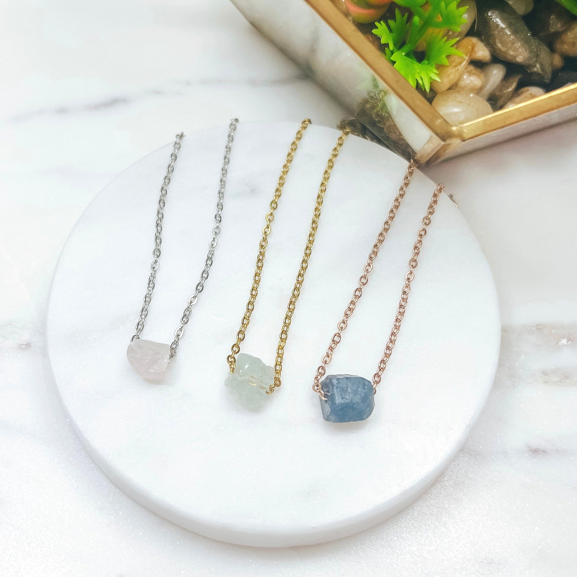 DAINTY RAW BIRTHSTONE NECKLACE - Avy + Tay