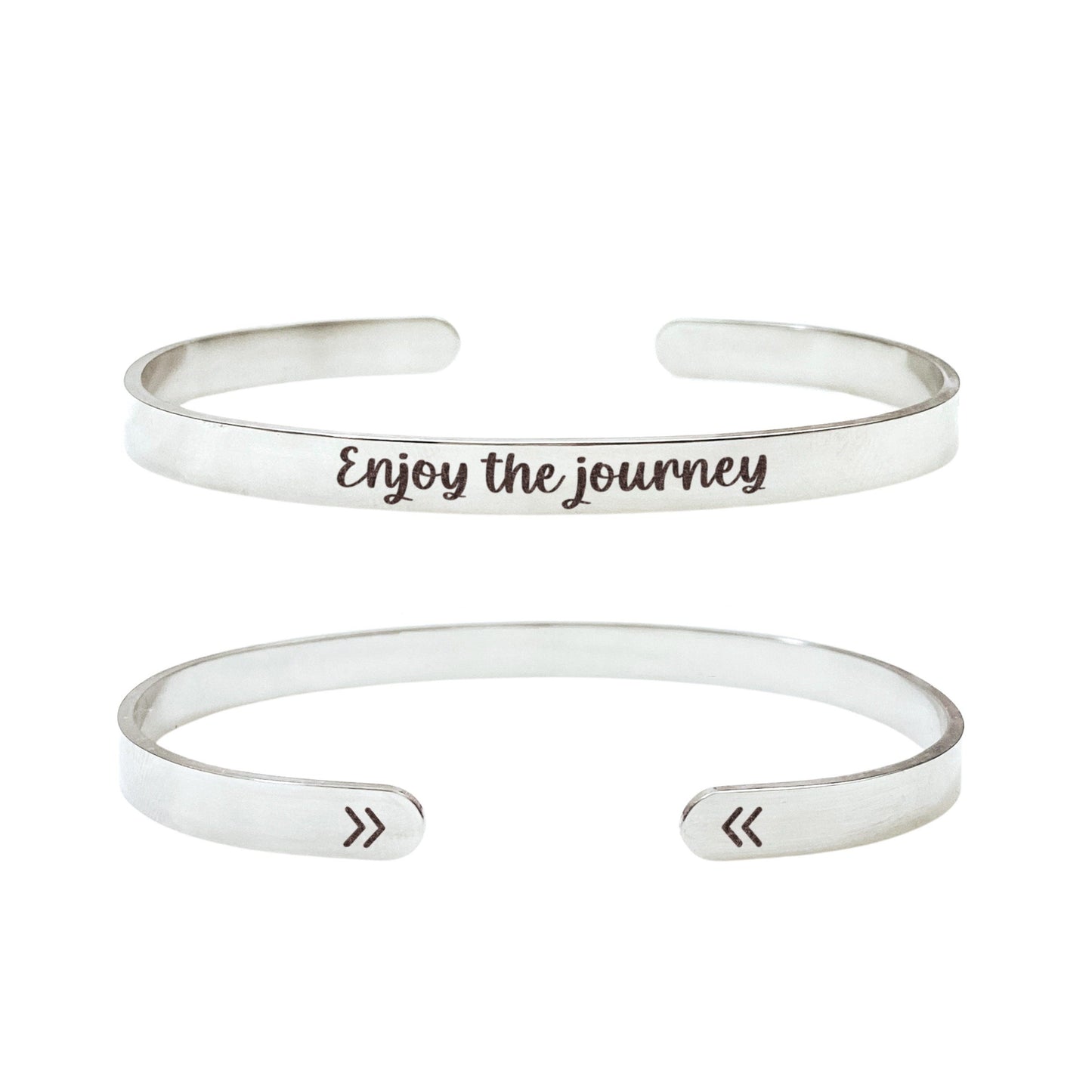 Enjoy The Journey Cuff Bracelet 14k Gold Plated Stainless Steel Inspirational Bracelet Handmade Jewelry Made in USA - Avy + Tay