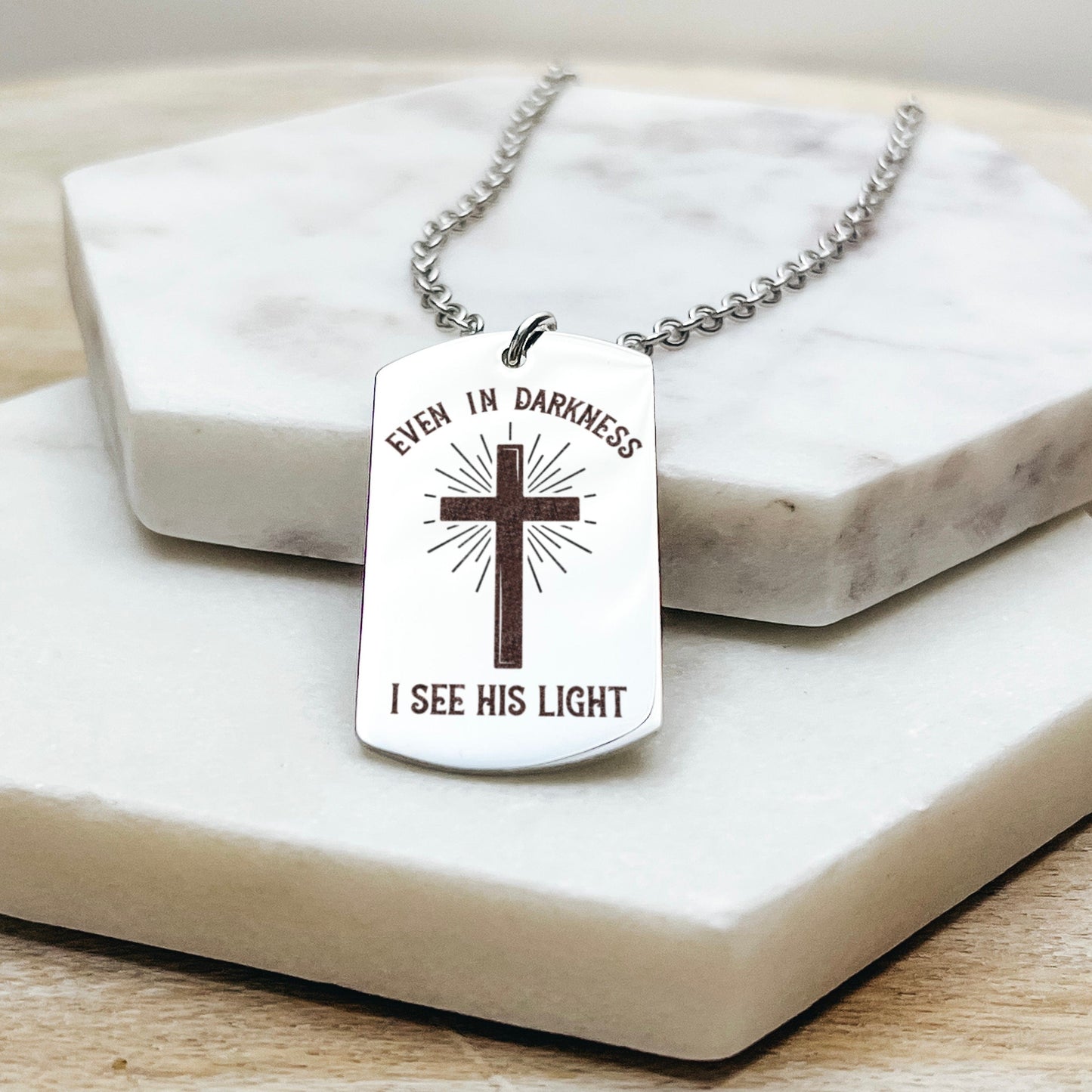 EVEN IN DARKNESS I SEE HIS LIGHT MEN'S NECKLACE - Avy + Tay