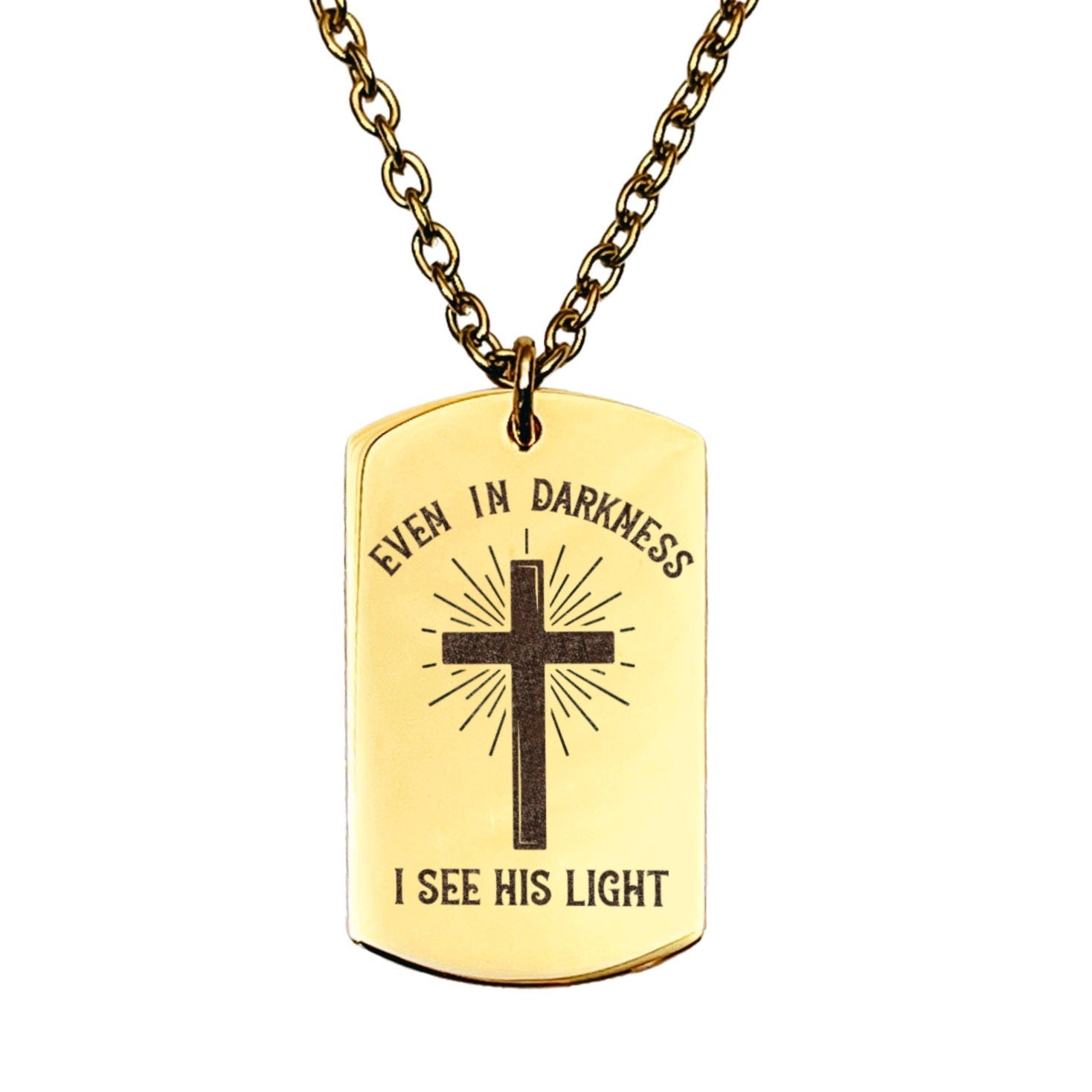 EVEN IN DARKNESS I SEE HIS LIGHT MEN'S NECKLACE - Avy + Tay