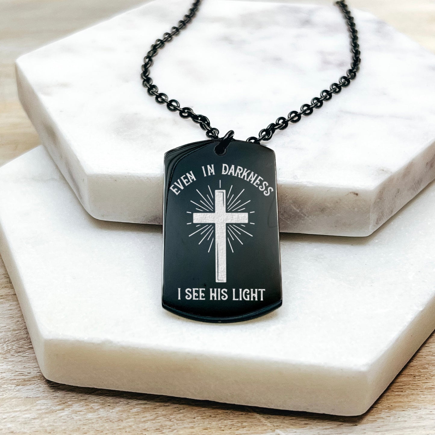 EVEN IN DARKNESS I SEE HIS LIGHT MEN'S NECKLACE - Avy + Tay