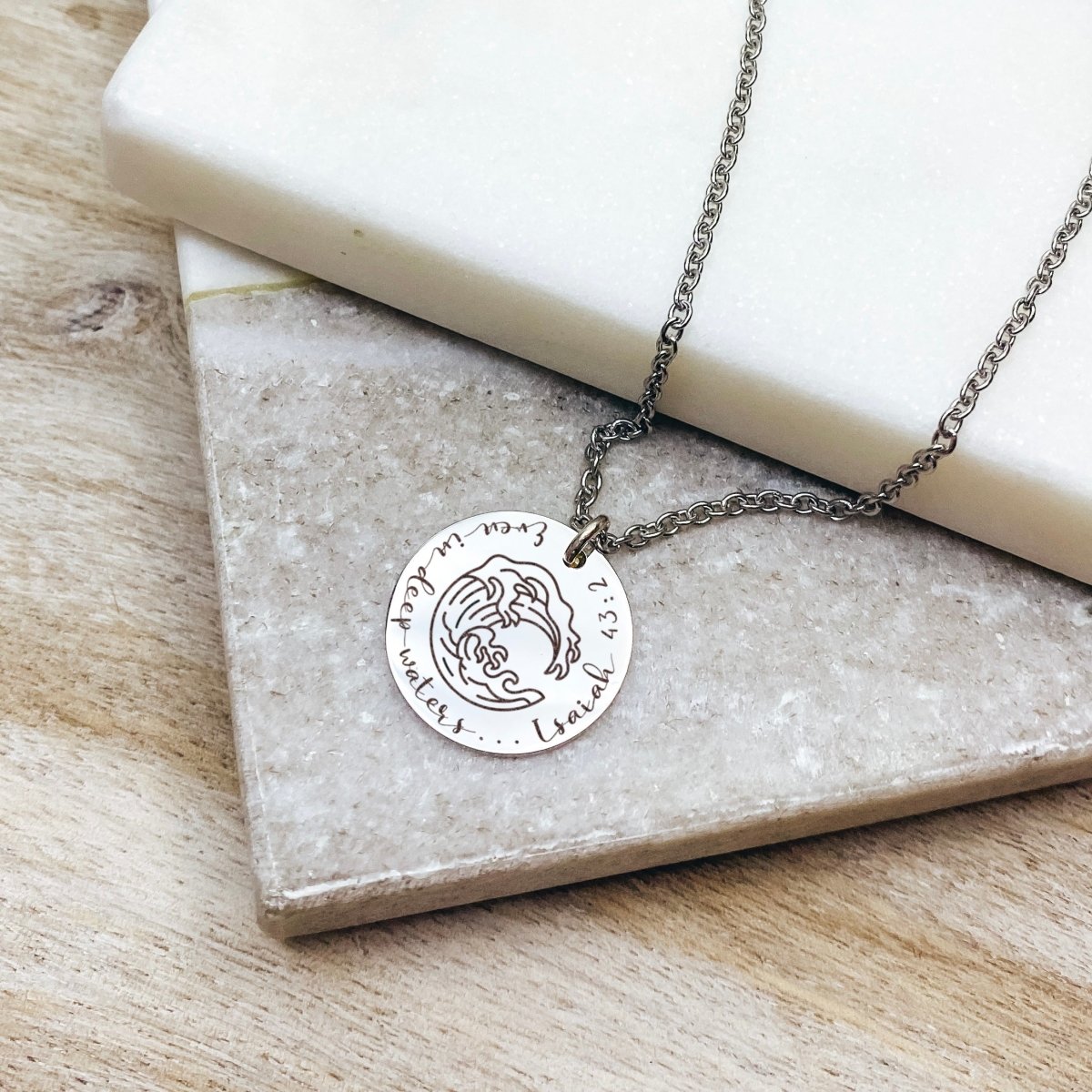 EVEN IN DEEP WATERS ISAIAH 43:2 NECKLACE - Avy + Tay