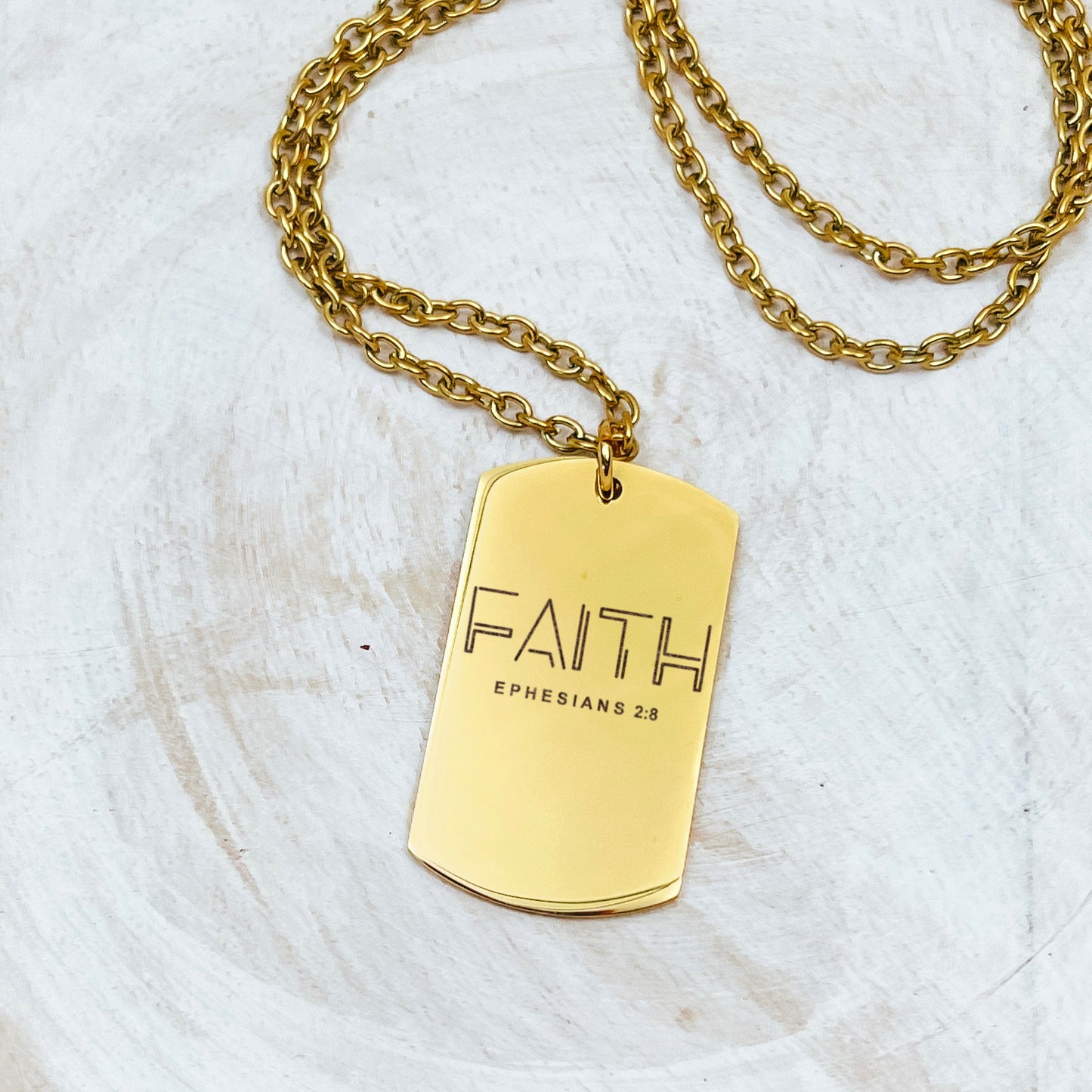 FAITH EPHESIANS 2:8 MEN'S NECKLACE - Avy + Tay