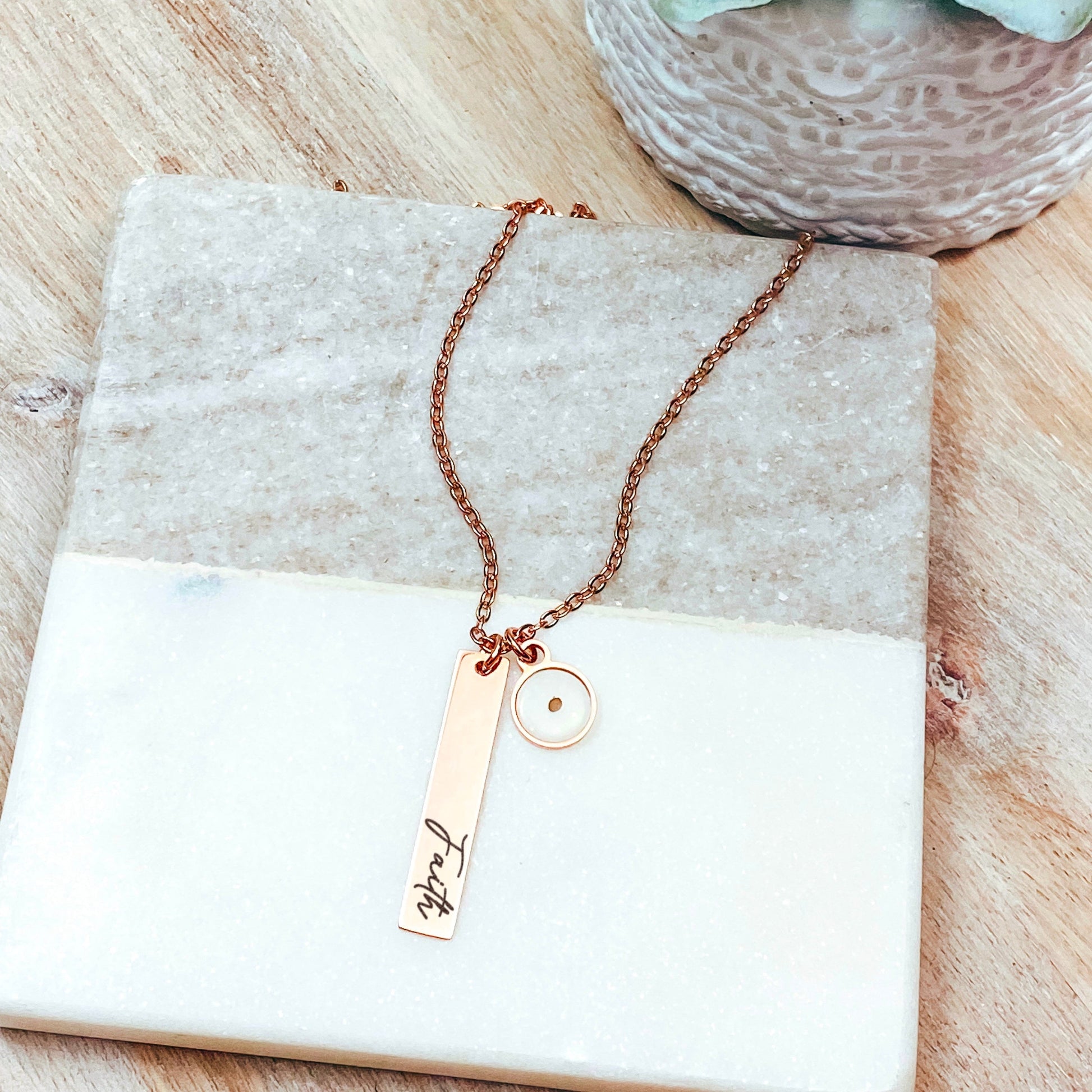 FAITH MUSTARD SEED BAR NECKLACE - Avy + Tay