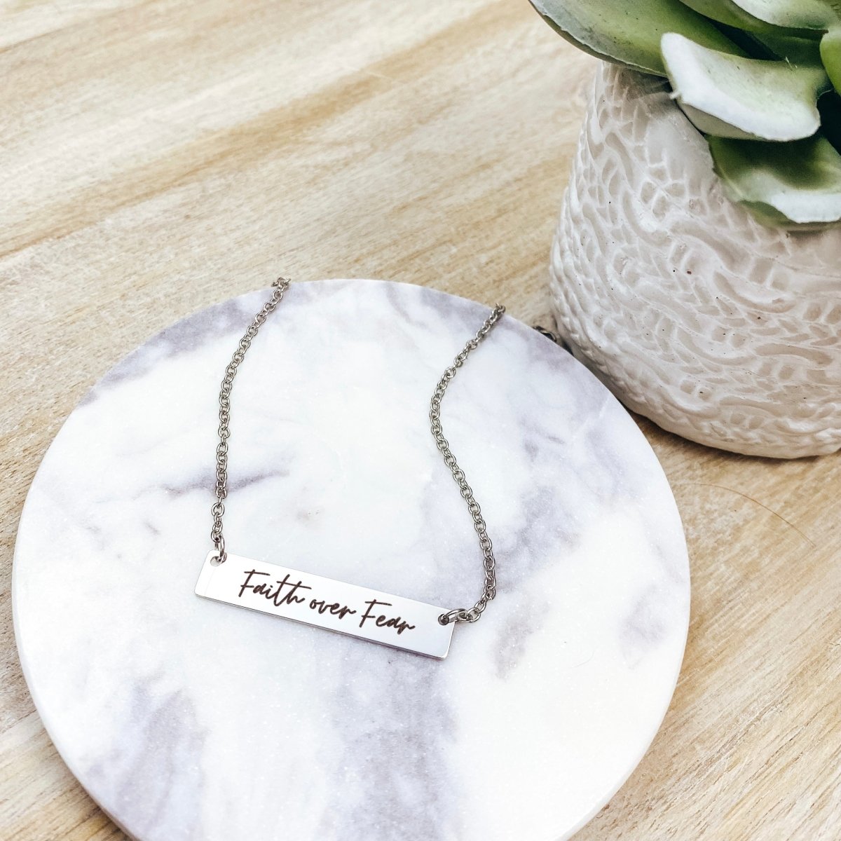 FAITH OVER FEAR BAR NECKLACE - Avy + Tay