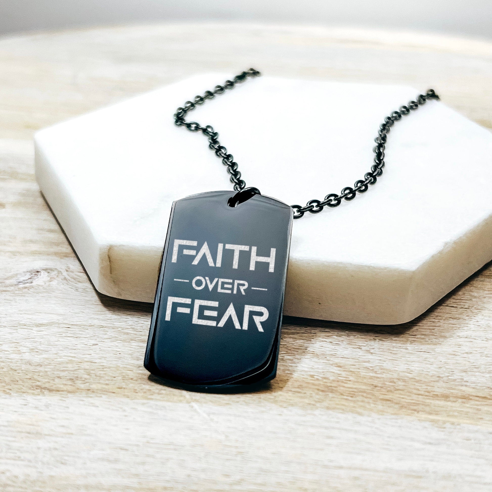 FAITH OVER FEAR MEN'S NECKLACE - Avy + Tay