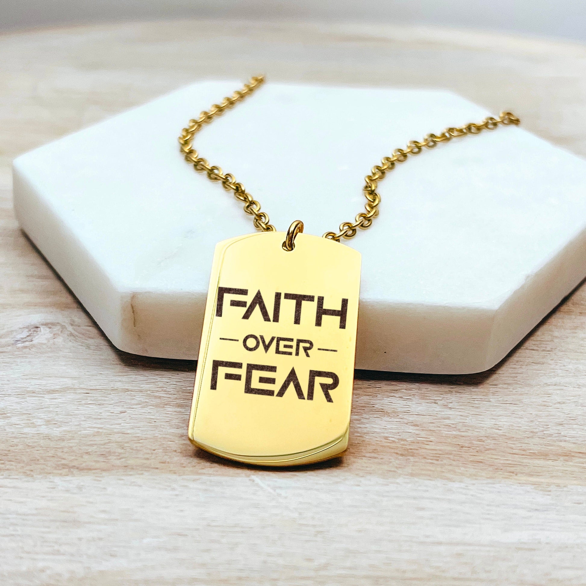 FAITH OVER FEAR MEN'S NECKLACE - Avy + Tay