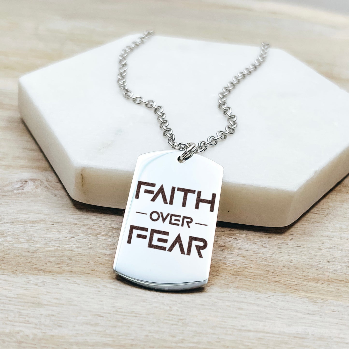 FAITH OVER FEAR MEN'S NECKLACE - Avy + Tay