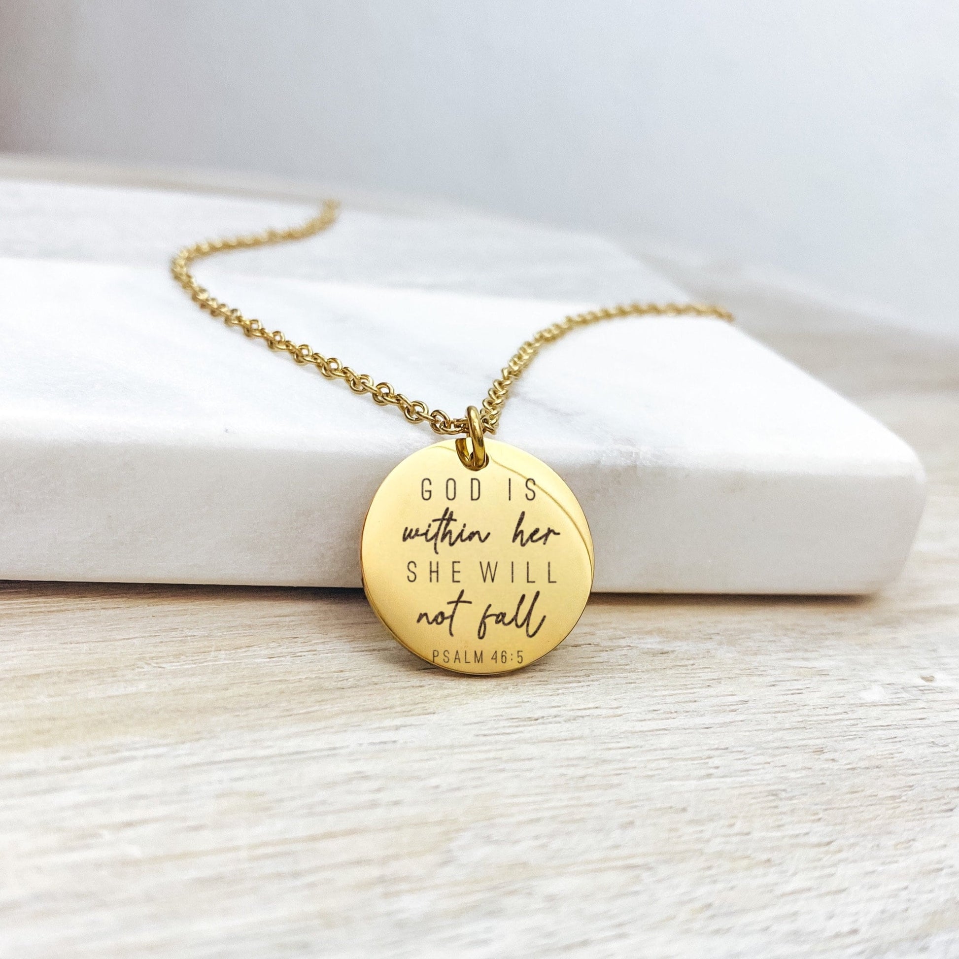 GOD IS WITHIN HER SHE WILL NOT FALL NECKLACE - Avy + Tay