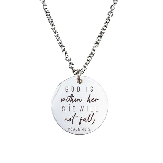 GOD IS WITHIN HER SHE WILL NOT FALL NECKLACE - Avy + Tay