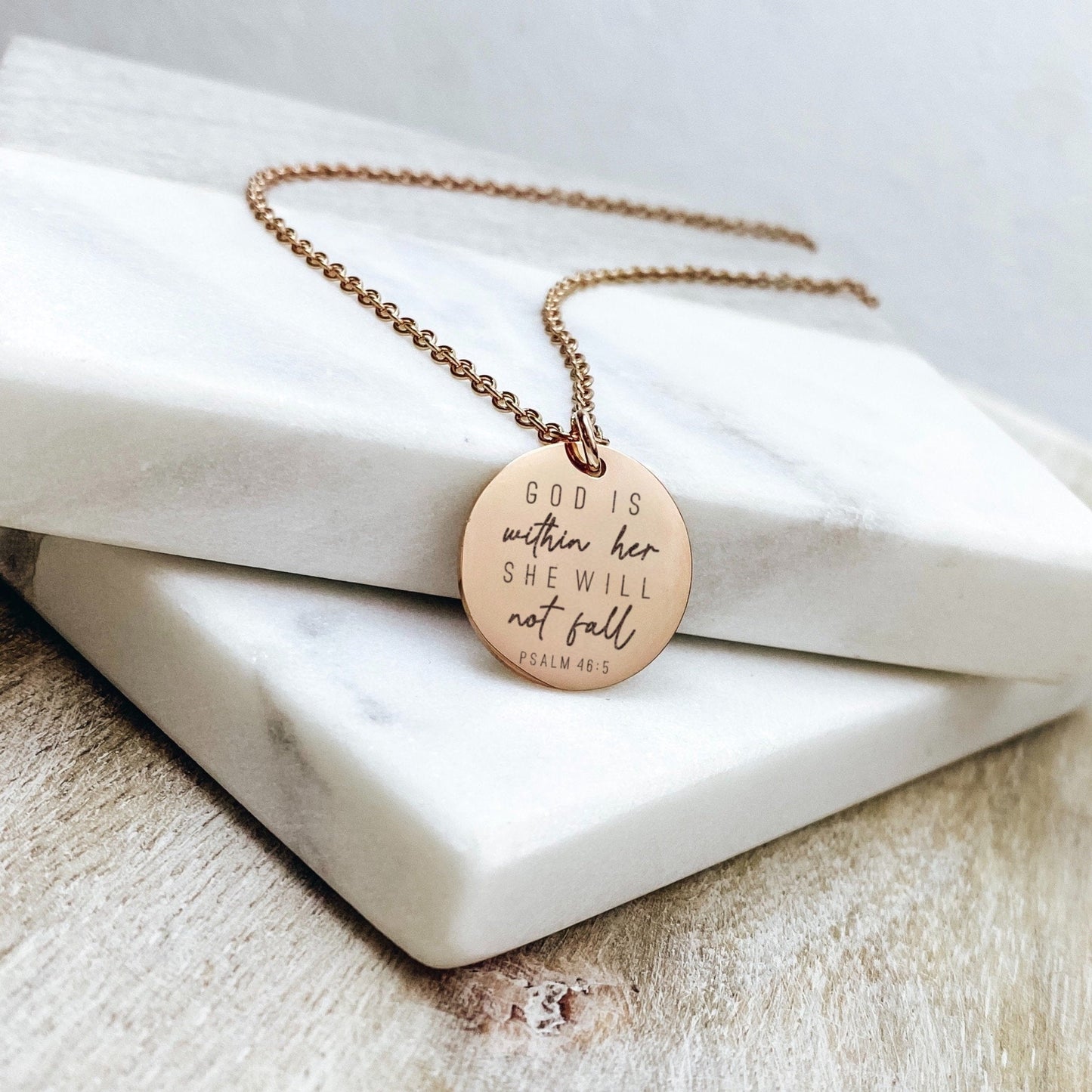 GOD IS WITHIN HER SHE WILL NOT FALL NECKLACE - Avy + Tay