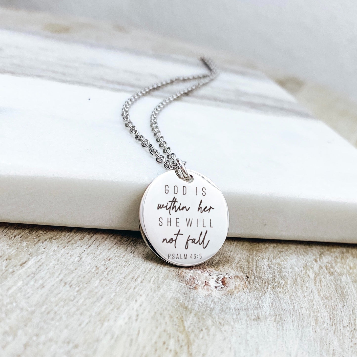 GOD IS WITHIN HER SHE WILL NOT FALL NECKLACE - Avy + Tay