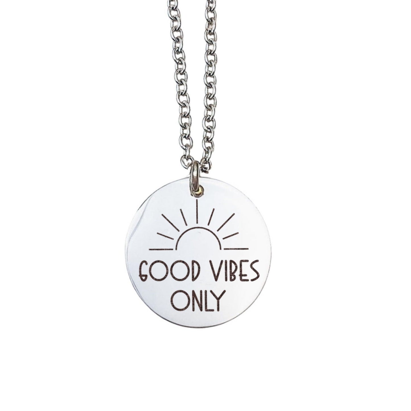 Good Vibes Only Necklace 14k Gold Plated Stainless Steel Inspirational Necklace Handmade Jewelry Made in USA - Avy + Tay