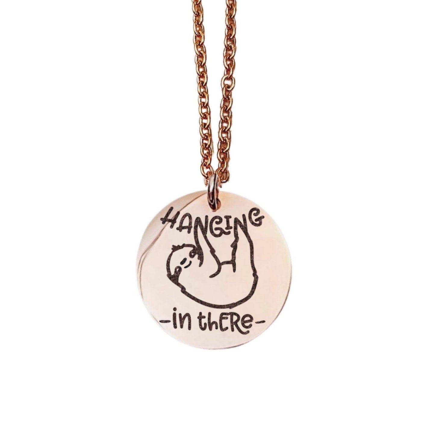 Hanging In There Necklace 14k Gold Plated Stainless Steel Inspirational Necklace Handmade Jewelry Made in USA - Avy + Tay