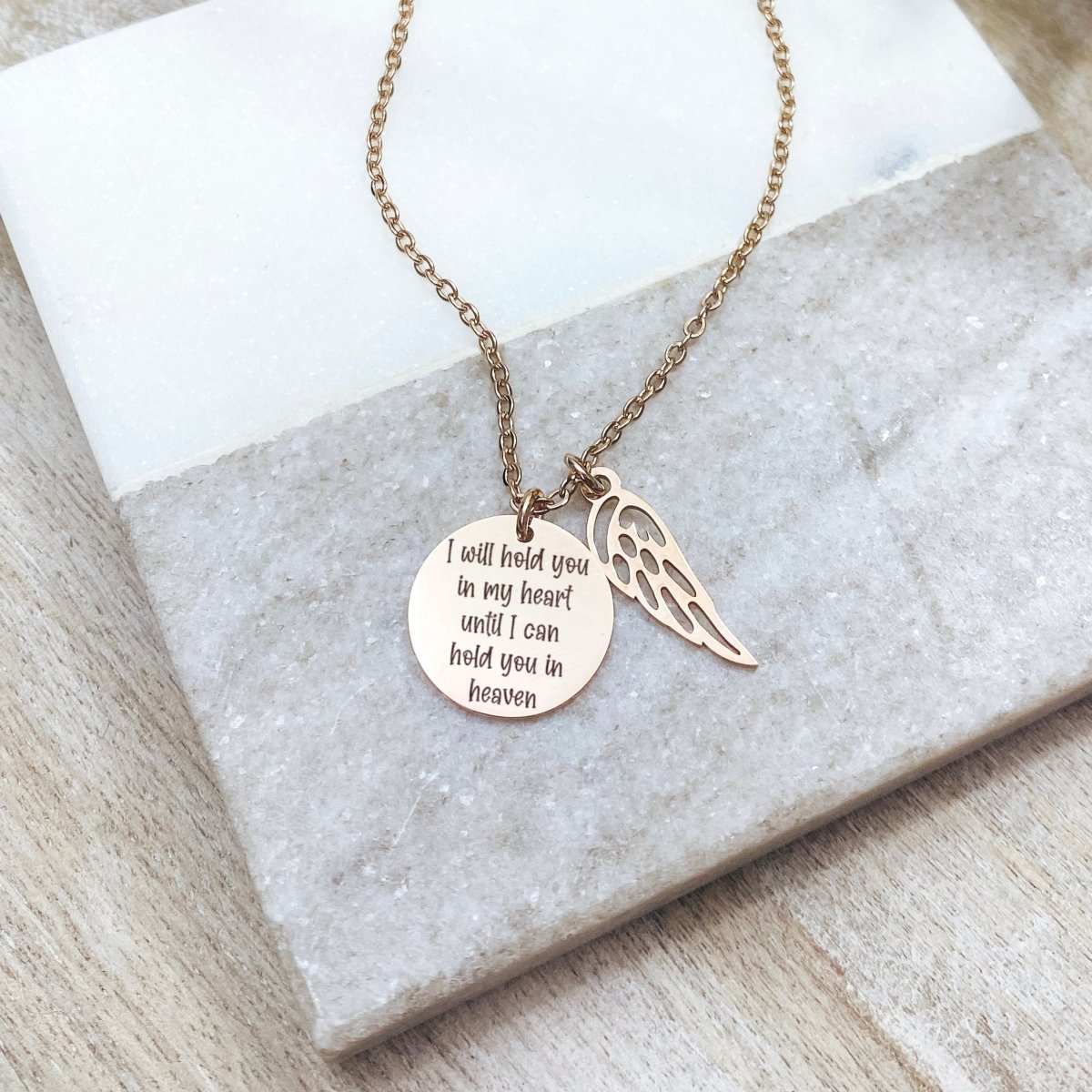 I WILL HOLD YOU IN MY HEART UNTIL I CAN HOLD YOU IN HEAVEN NECKLACE - Avy + Tay