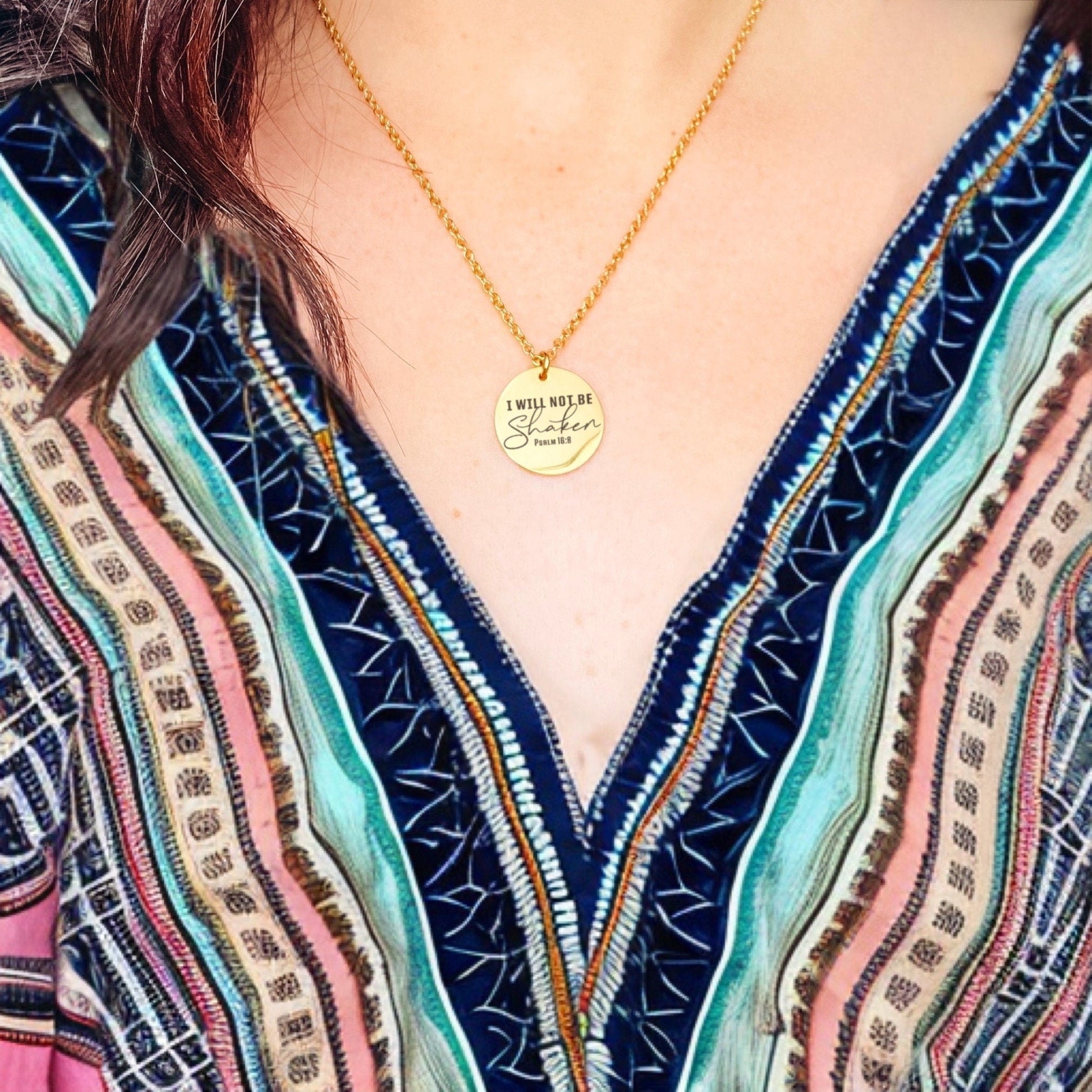 I WILL NOT BE SHAKEN PSALM 16:8 NECKLACE - Avy + Tay