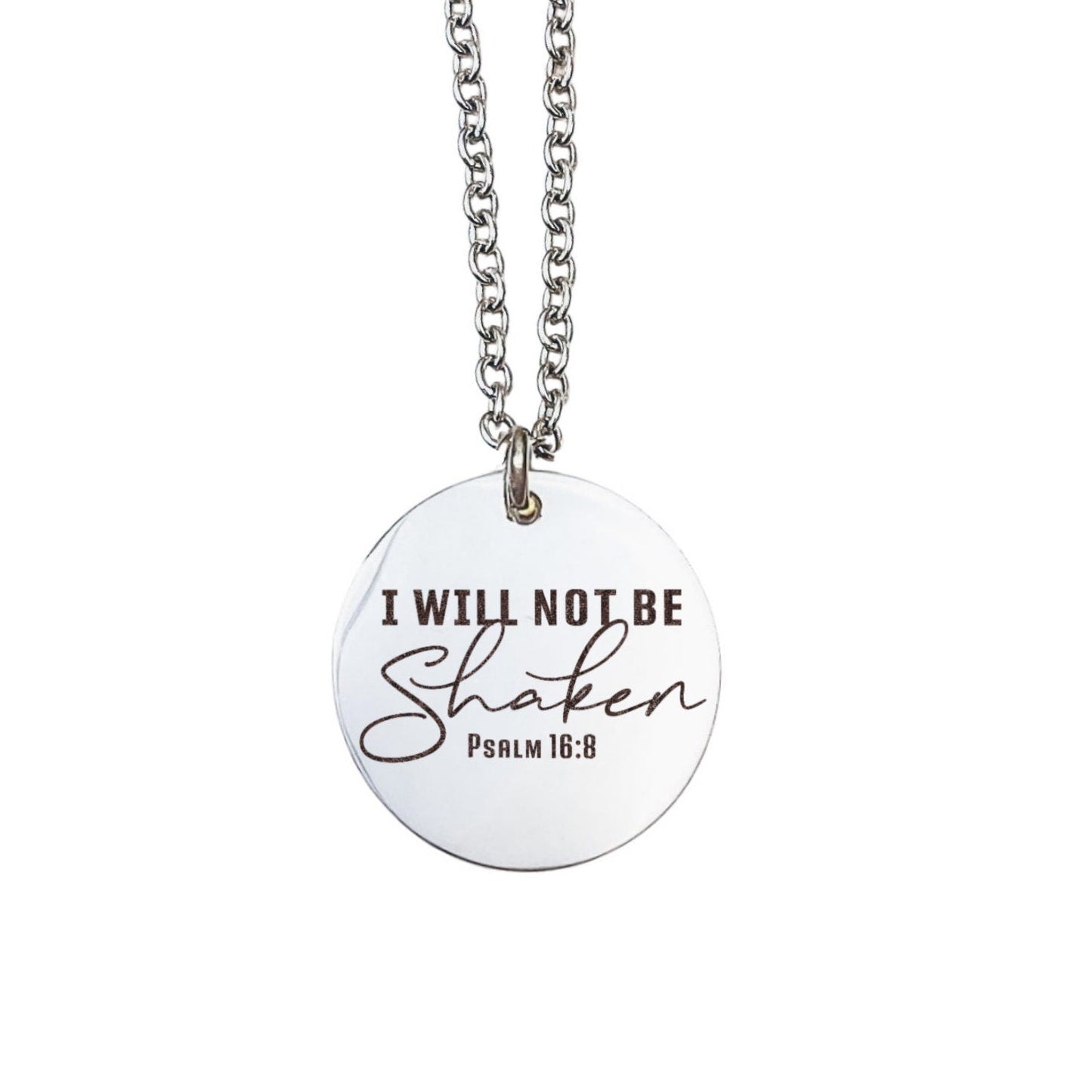 I WILL NOT BE SHAKEN PSALM 16:8 NECKLACE - Avy + Tay