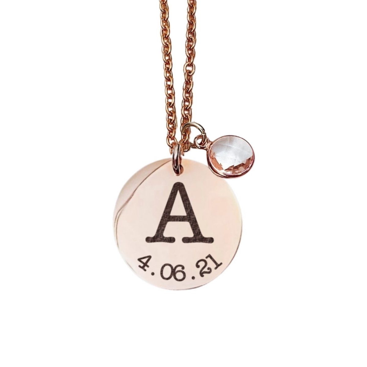 INITIAL DATE BIRTHSTONE NECKLACE - Avy + Tay