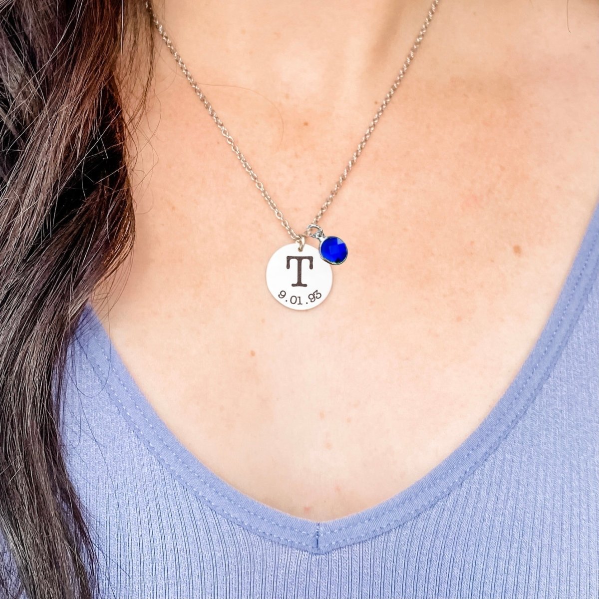 INITIAL DATE BIRTHSTONE NECKLACE - Avy + Tay