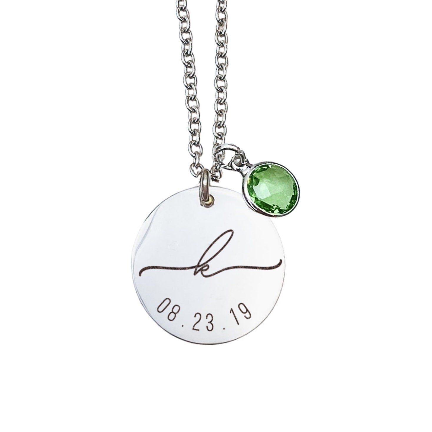 INITIAL DATE + BIRTHSTONE NECKLACE - Avy + Tay