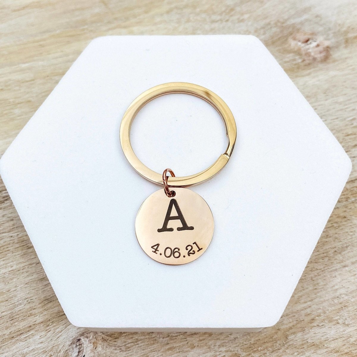 INITIAL DATE KEYCHAIN - Avy + Tay