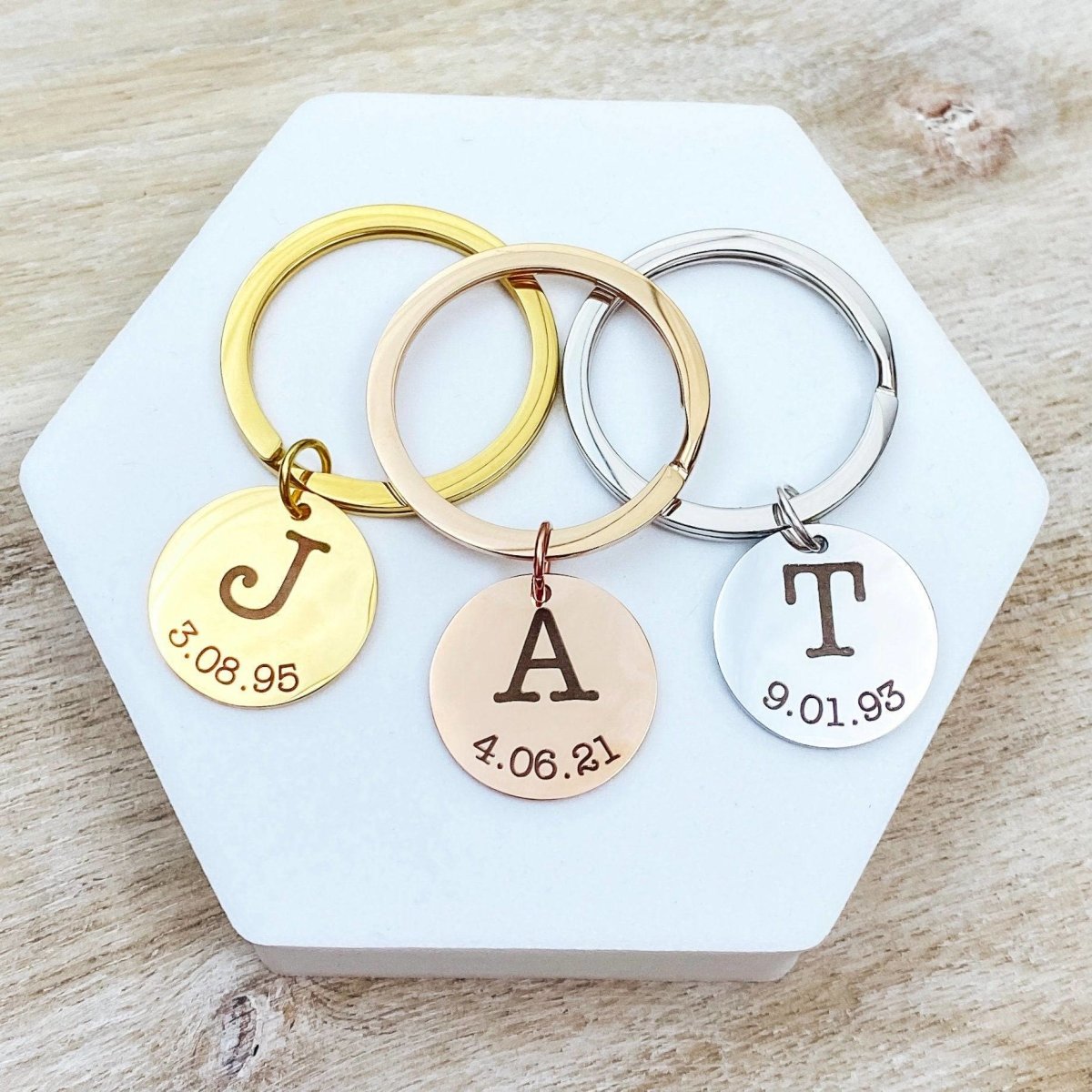 INITIAL DATE KEYCHAIN - Avy + Tay