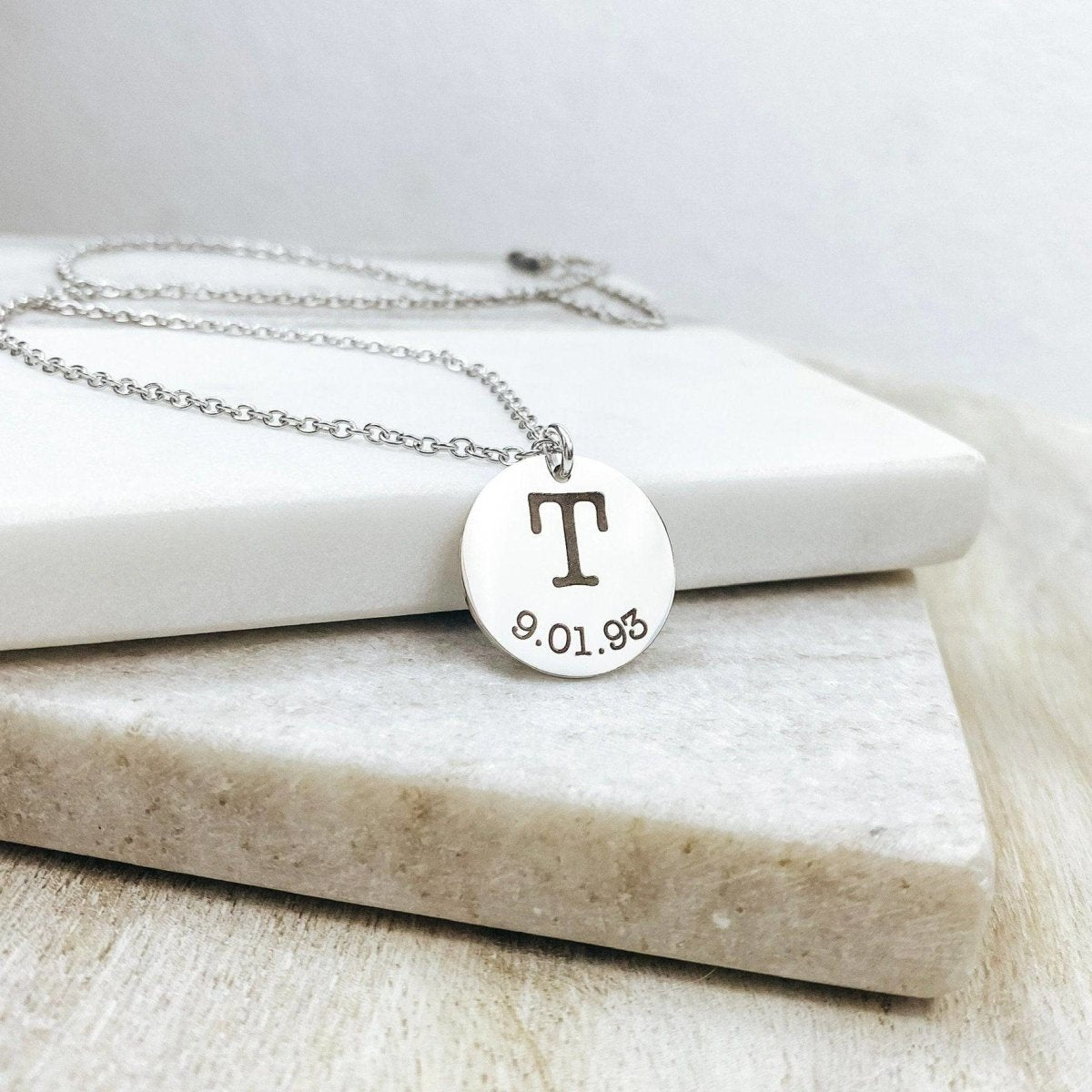 INITIAL DATE NECKLACE