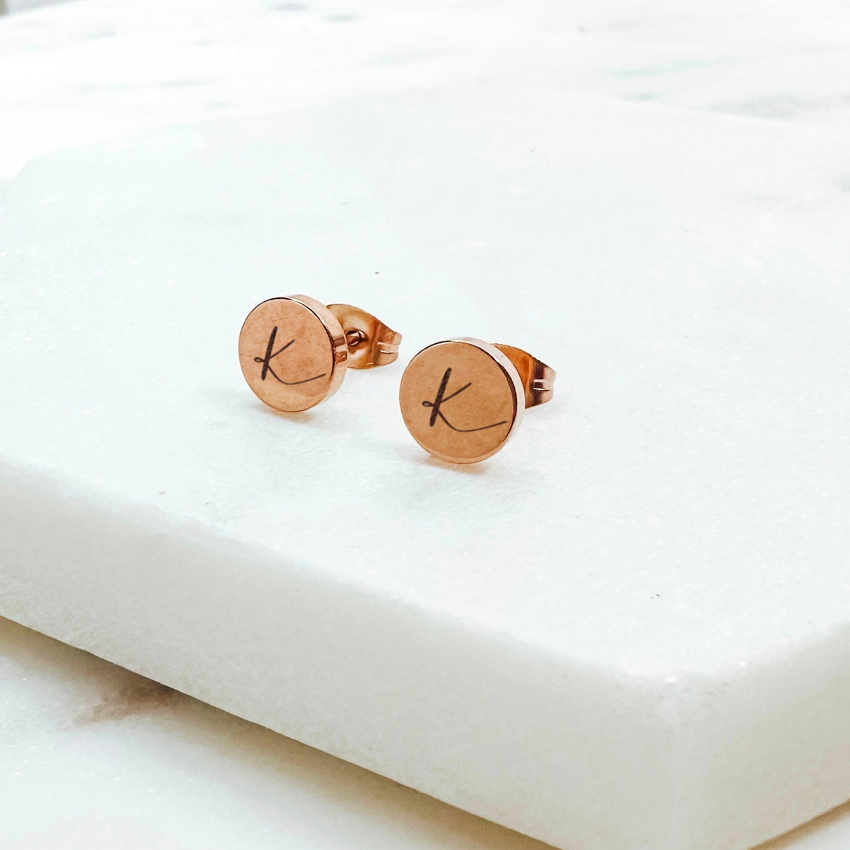 INITIAL EARRING STUDS - Avy + Tay