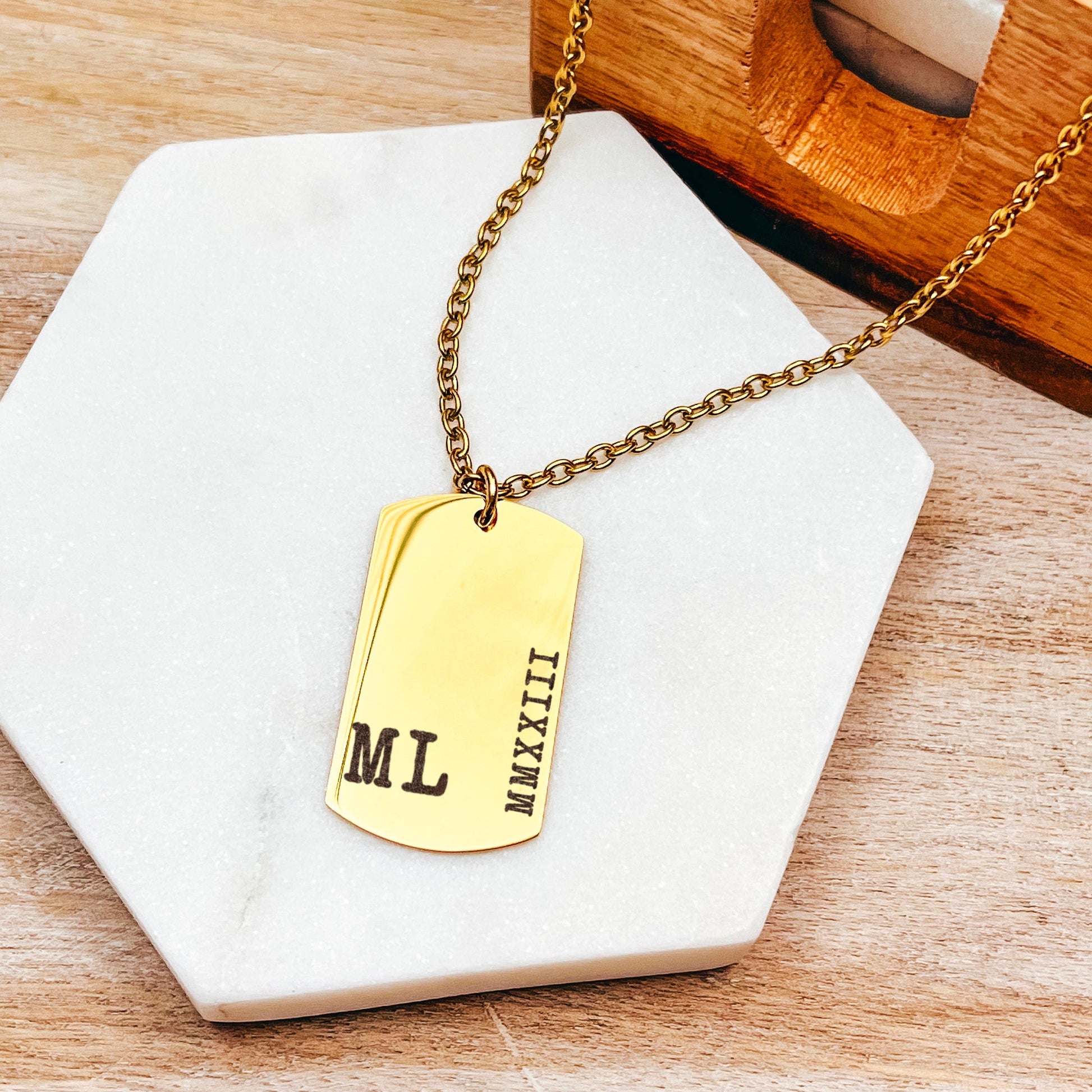 INITIALS + DATE MEN'S NECKLACE - Avy + Tay