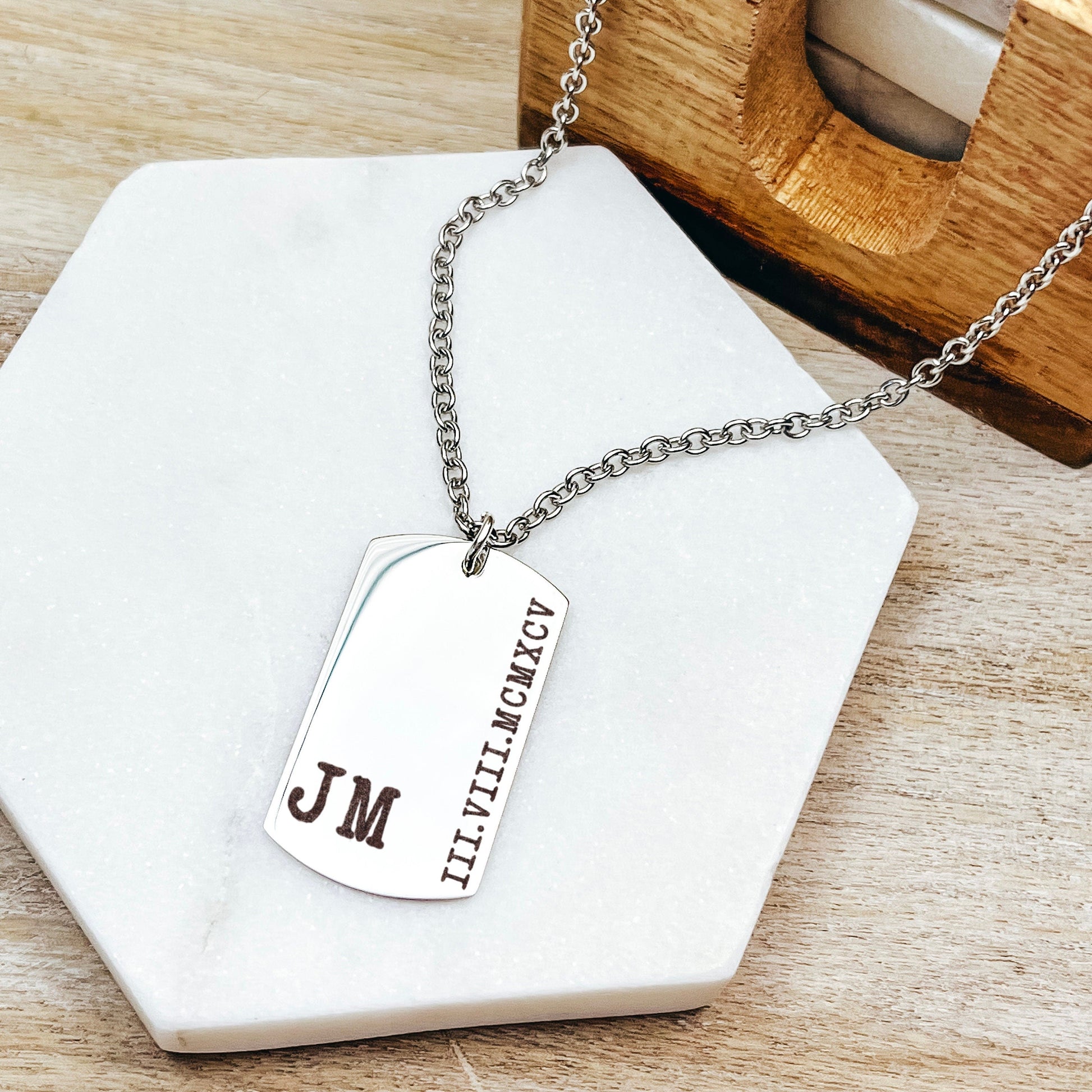 INITIALS + DATE MEN'S NECKLACE - Avy + Tay