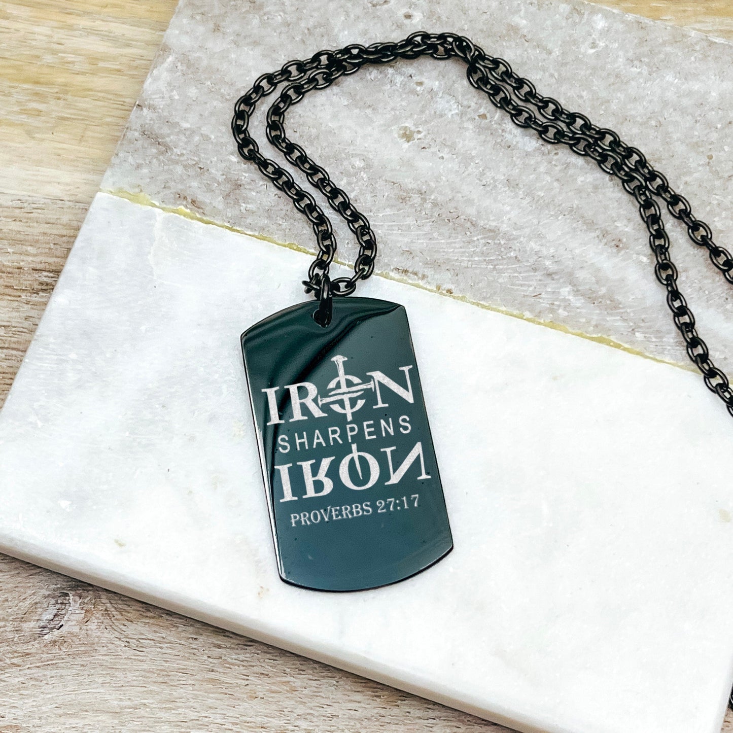 IRON SHARPENS IRON PROVERBS 27:17 MEN'S NECKLACE - Avy + Tay