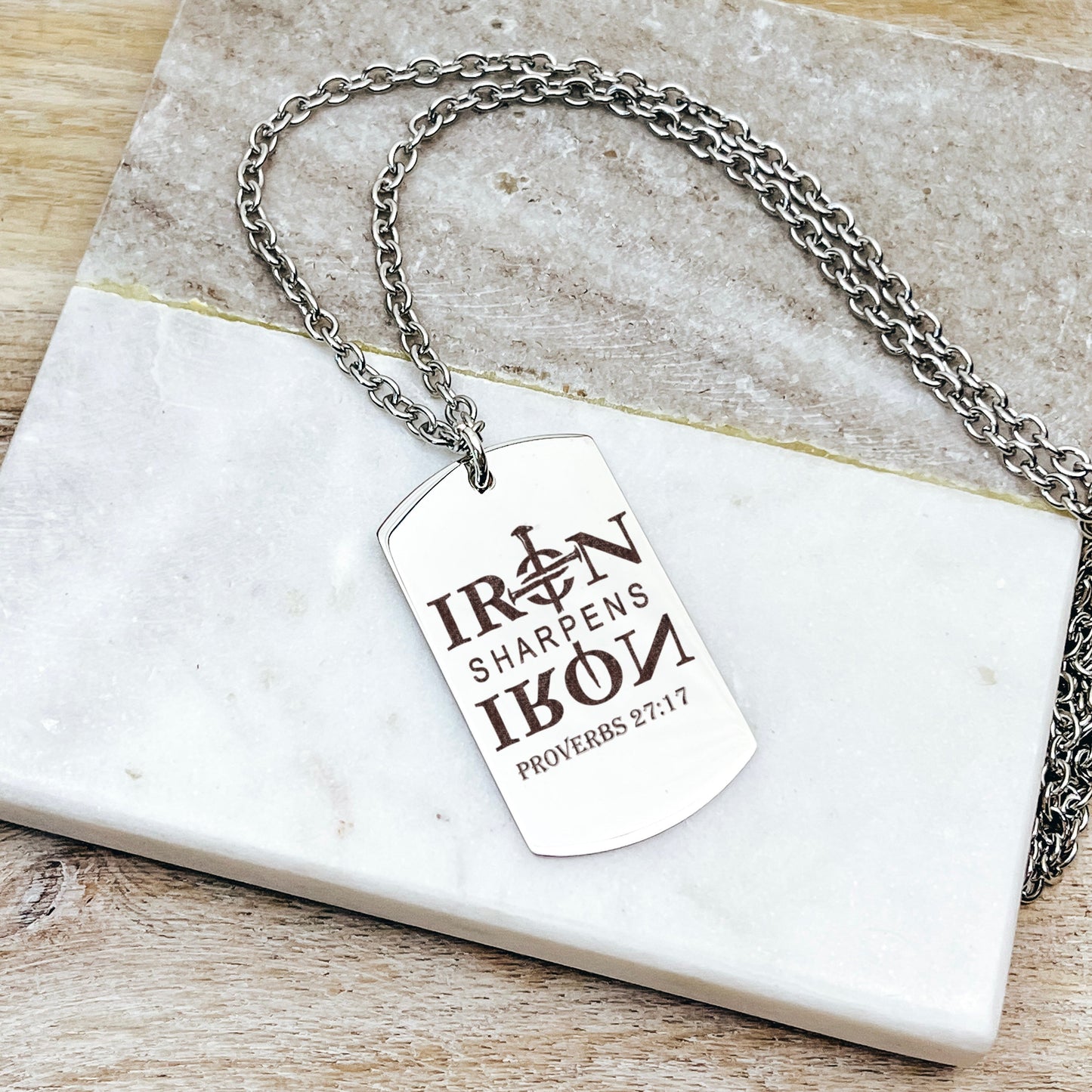 IRON SHARPENS IRON PROVERBS 27:17 MEN'S NECKLACE - Avy + Tay