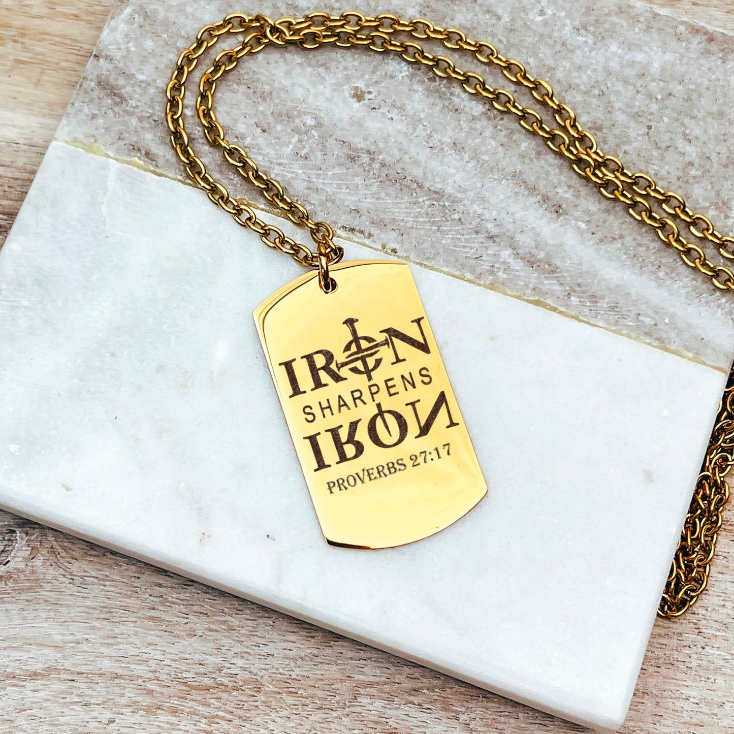 IRON SHARPENS IRON PROVERBS 27:17 MEN'S NECKLACE - Avy + Tay