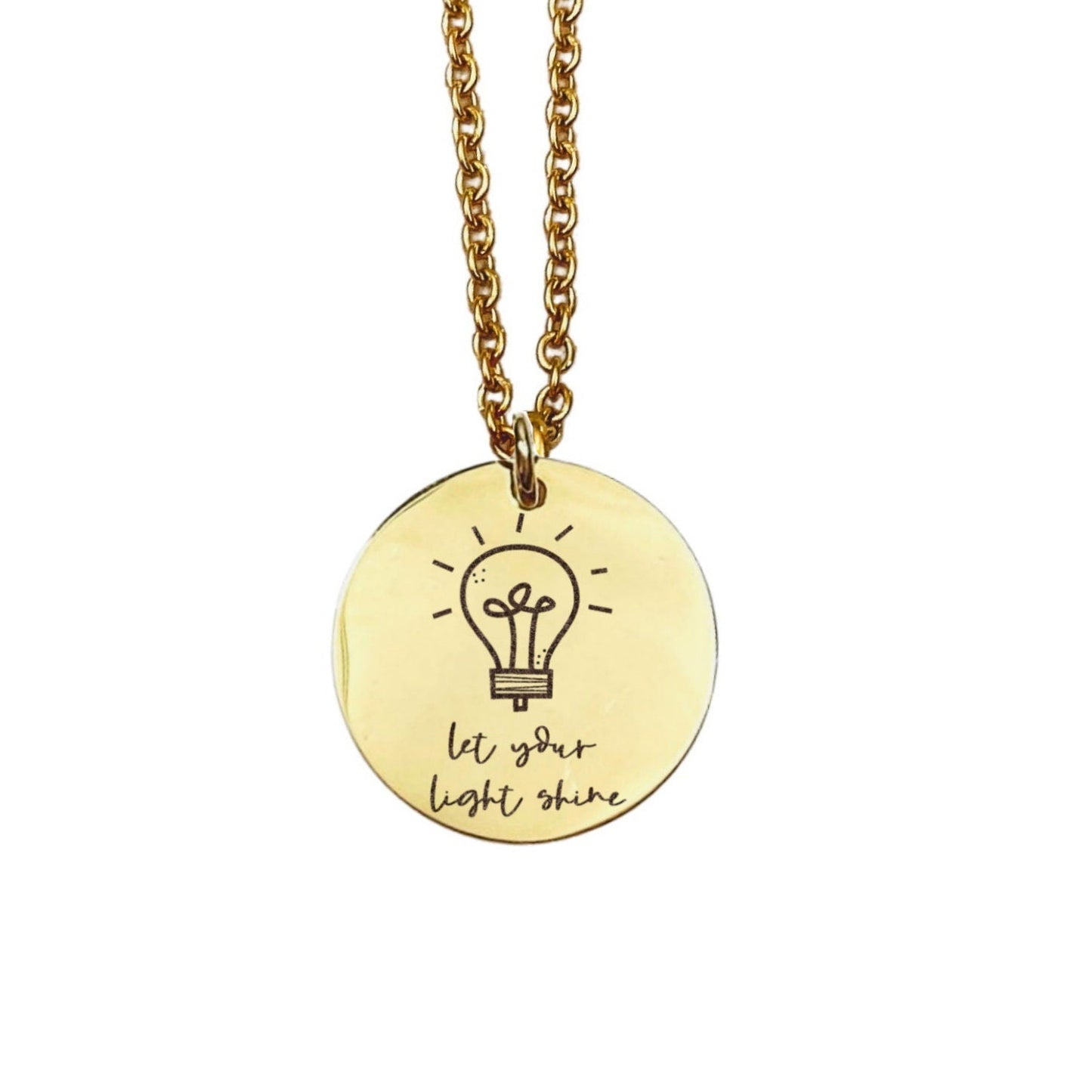 Let Your Light Shine Necklace 14k Gold Plated Stainless Steel Faith Necklace Handmade Jewelry Made in USA - Avy + Tay