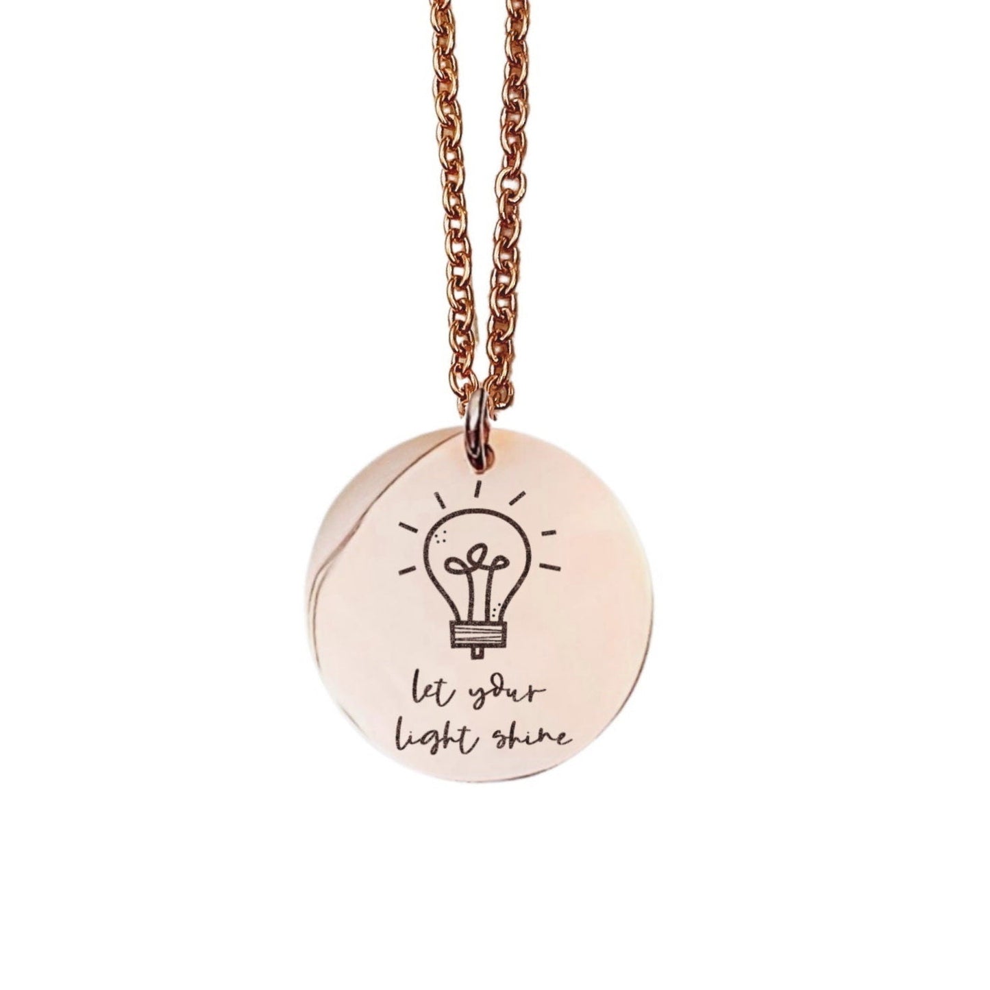 Let Your Light Shine Necklace 14k Gold Plated Stainless Steel Faith Necklace Handmade Jewelry Made in USA - Avy + Tay