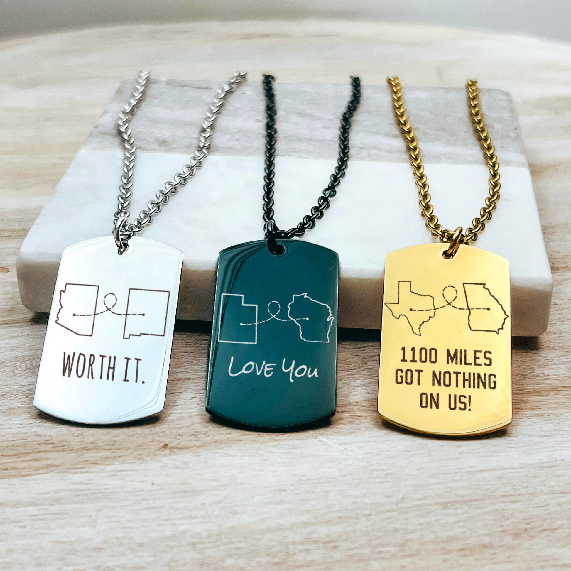 LONG DISTANCE STATE MEN'S NECKLACE - Avy + Tay