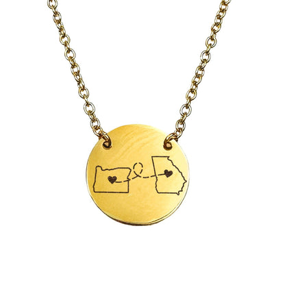 LONG DISTANCE STATE NECKLACE - Avy + Tay