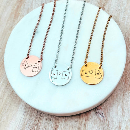 LONG DISTANCE STATE NECKLACE - Avy + Tay