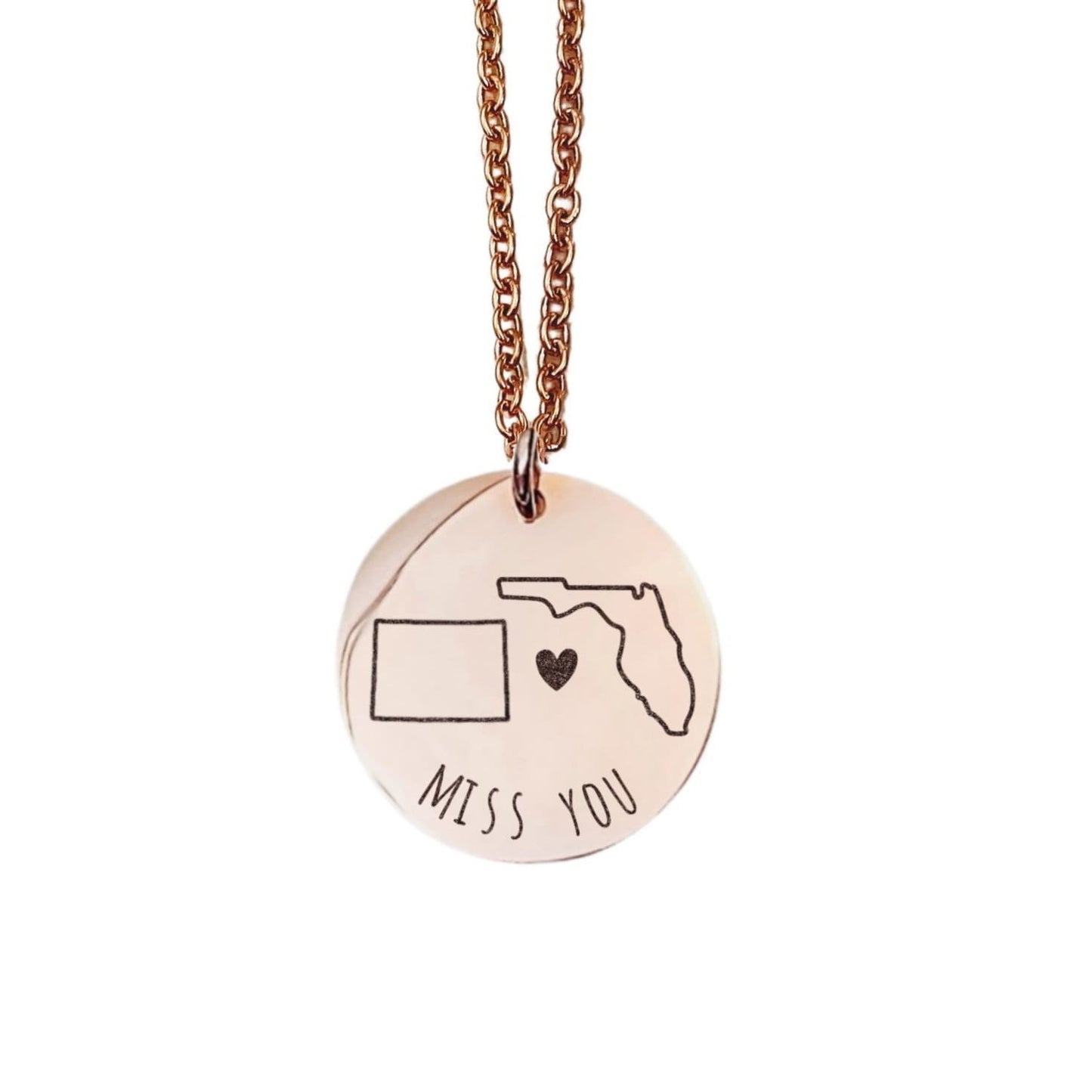 LONG DISTANCE STATE + TEXT NECKLACE - Avy + Tay