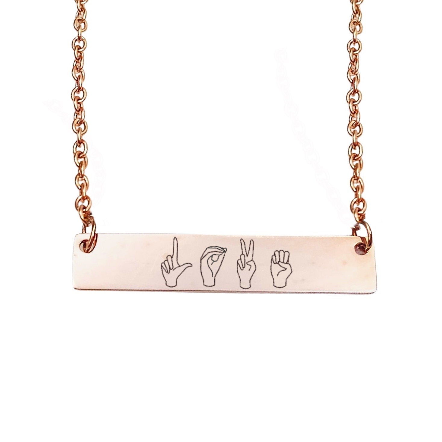 LOVE SIGN LANGUAGE BAR NECKLACE - Avy + Tay