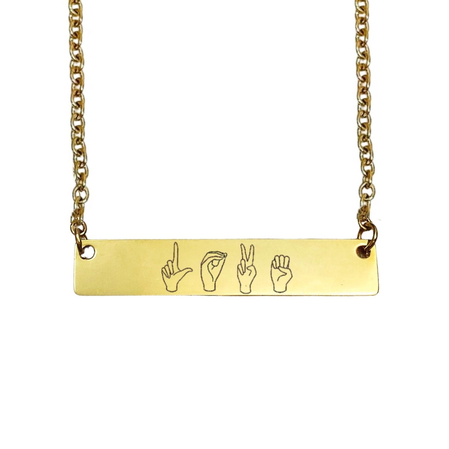 LOVE SIGN LANGUAGE BAR NECKLACE - Avy + Tay