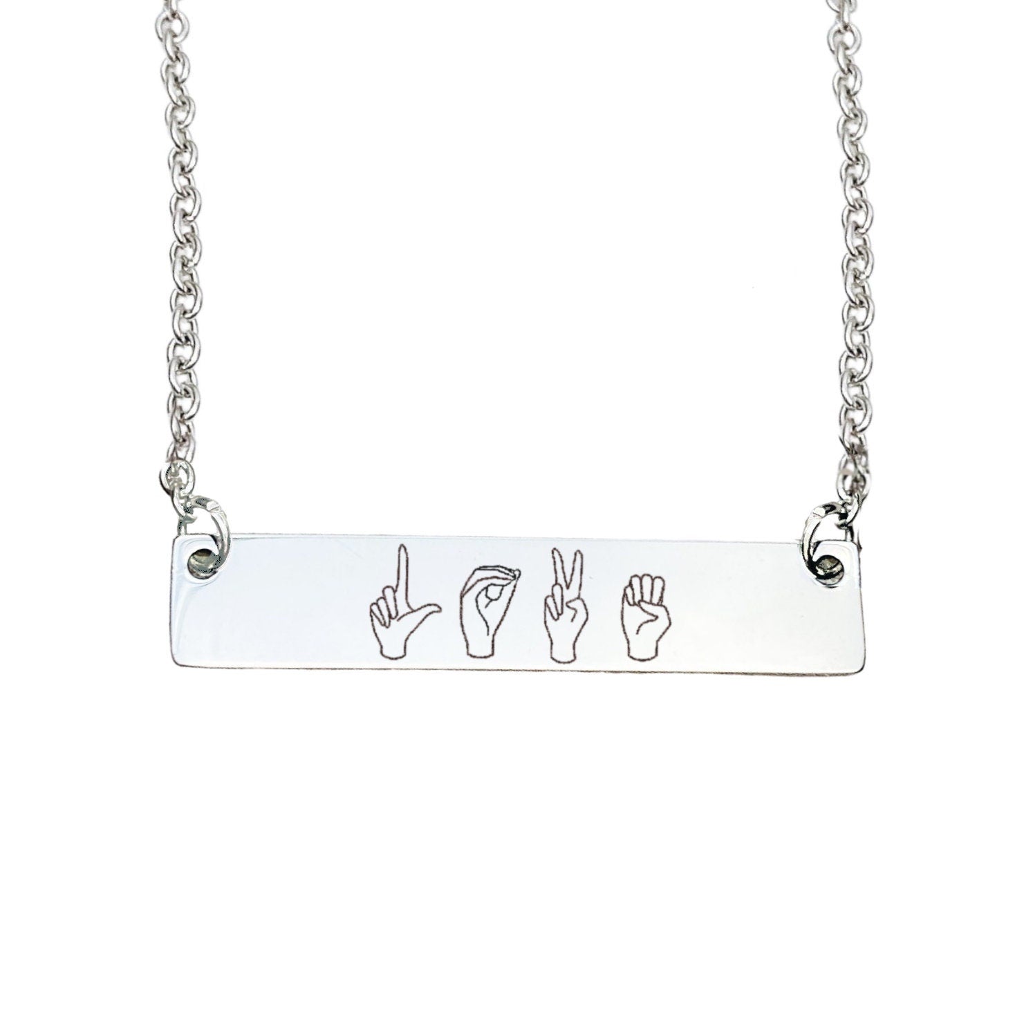 LOVE SIGN LANGUAGE BAR NECKLACE - Avy + Tay