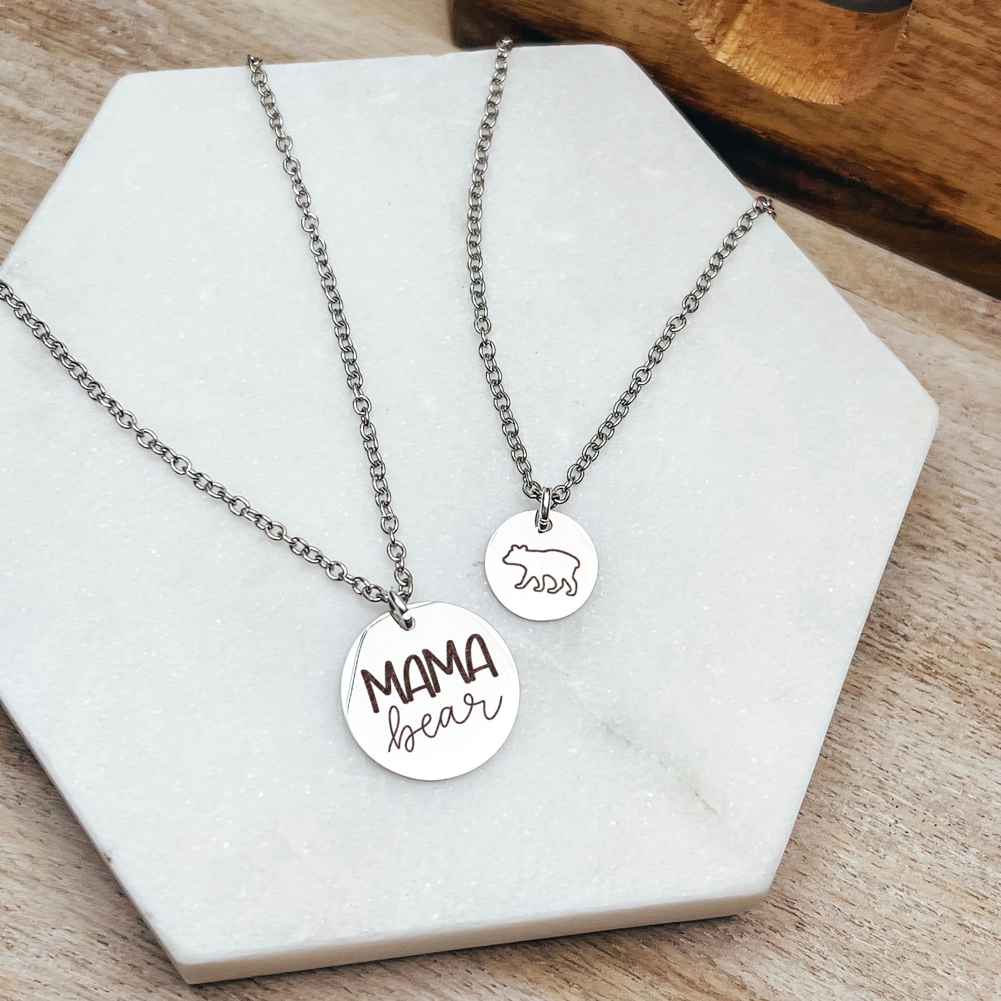 MAMA BEAR MOMMY + ME NECKLACE SET - Avy + Tay