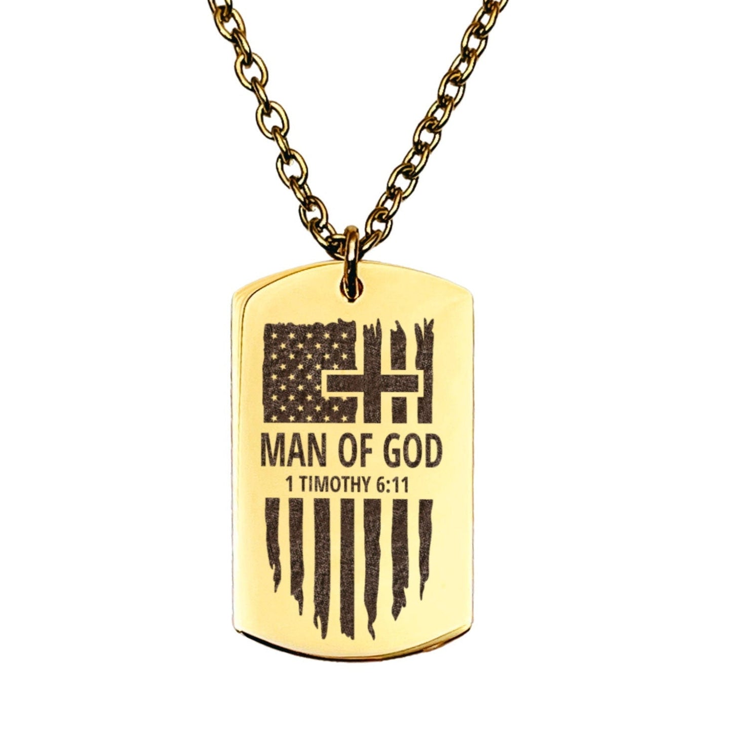 MAN OF GOD 1 TIMOTHY 6:11 MEN'S NECKLACE - Avy + Tay