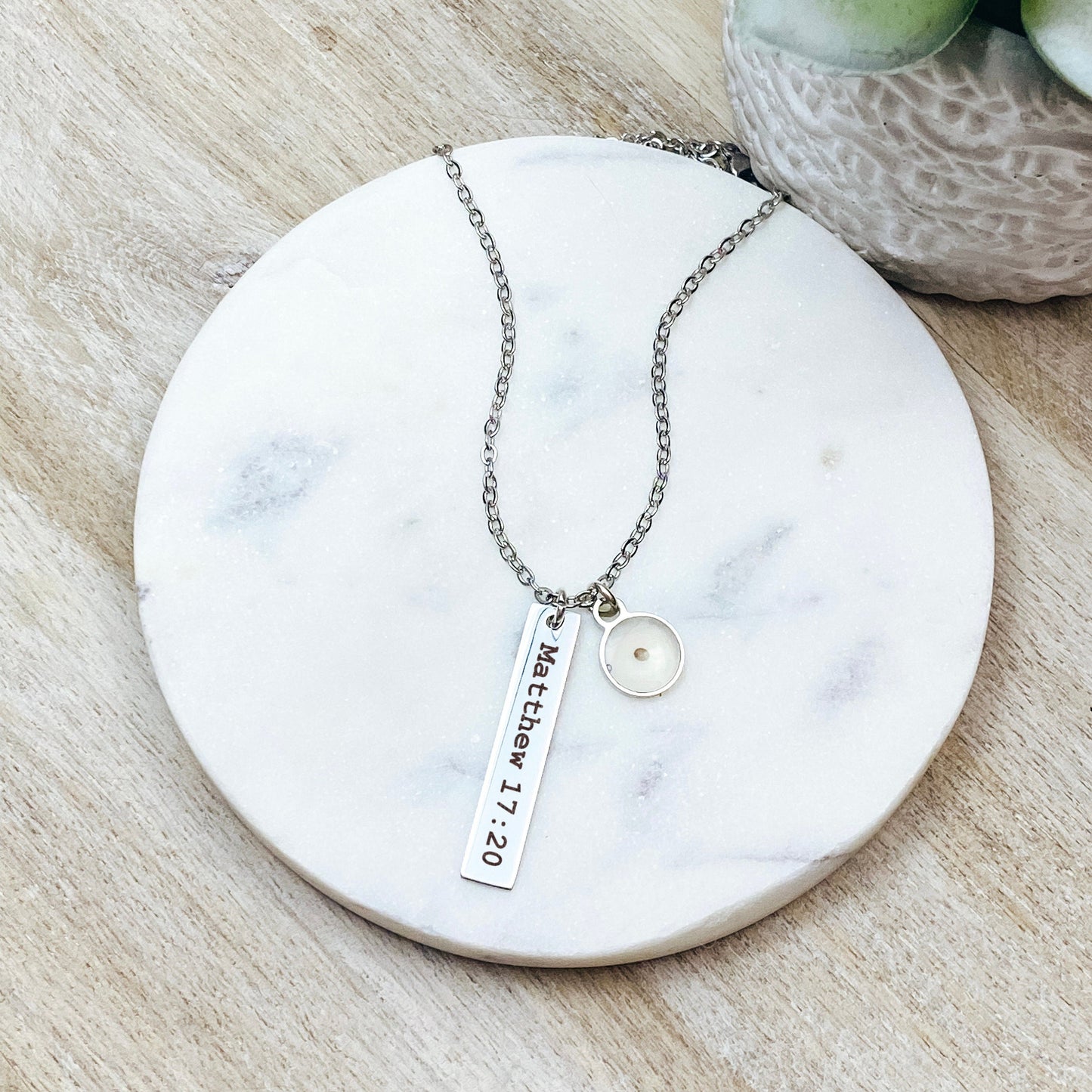 MATTHEW 17:20 MUSTARD SEED BAR NECKLACE - Avy + Tay