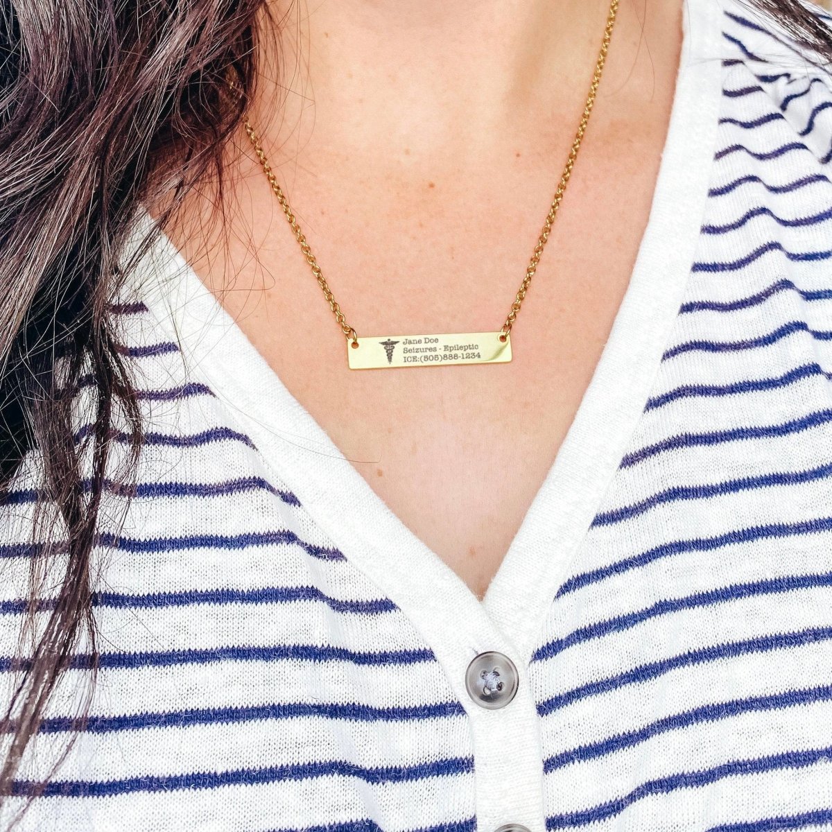 MEDICAL ID BAR NECKLACE - Avy + Tay