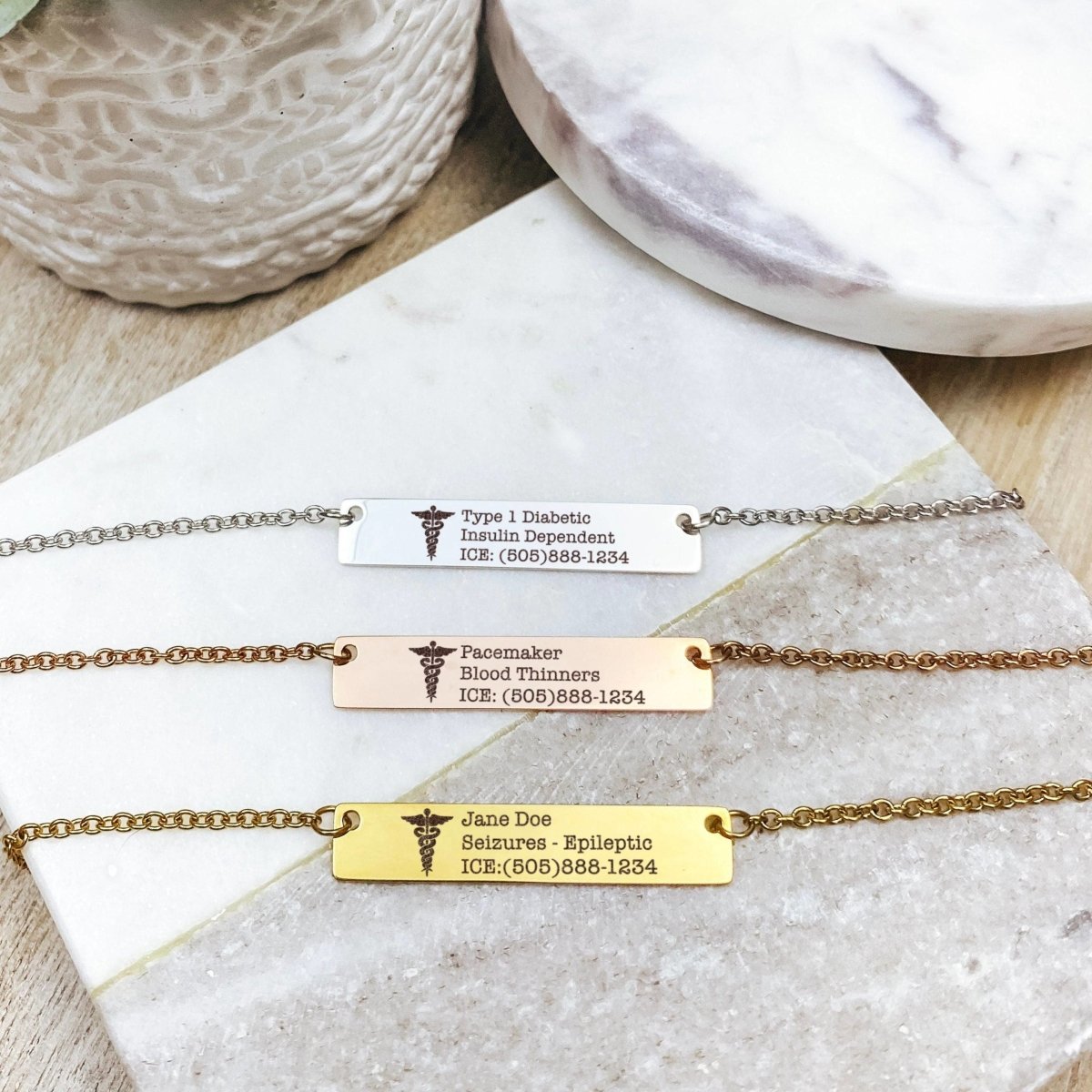 MEDICAL ID BAR NECKLACE - Avy + Tay